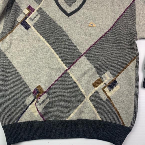MONTE CARLO Collection Mens V Neck Angora Pullover Sweater Size Size 44 Gray - Picture 3 of 10